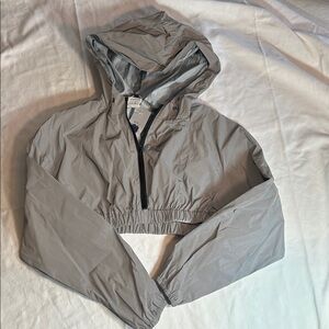 Women's Gray Polyester Reflective Hooded Jacket